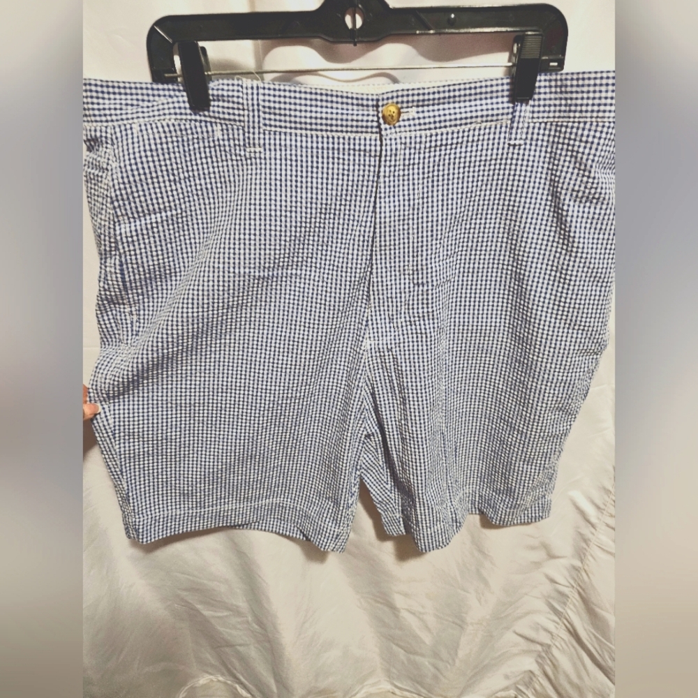 Chaps Mens Blue and White Checkered Shorts Size 38